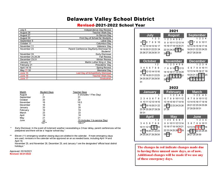 Revised Calendar